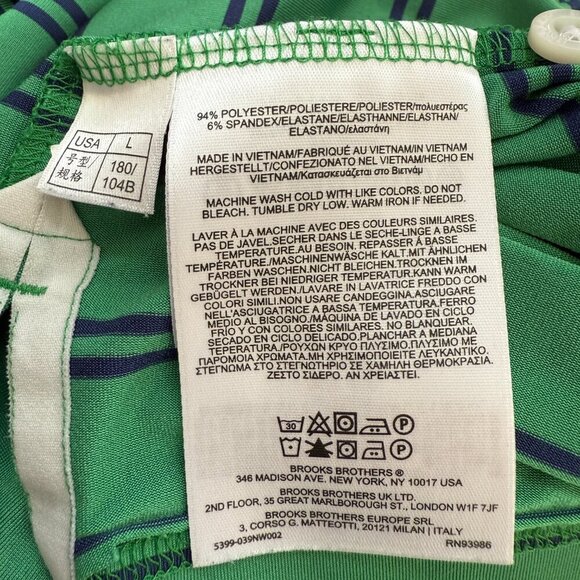 Brooks Brothers Performance Series Striped Polo Shirt Men's Large Green Golf - Picture 10 of 10